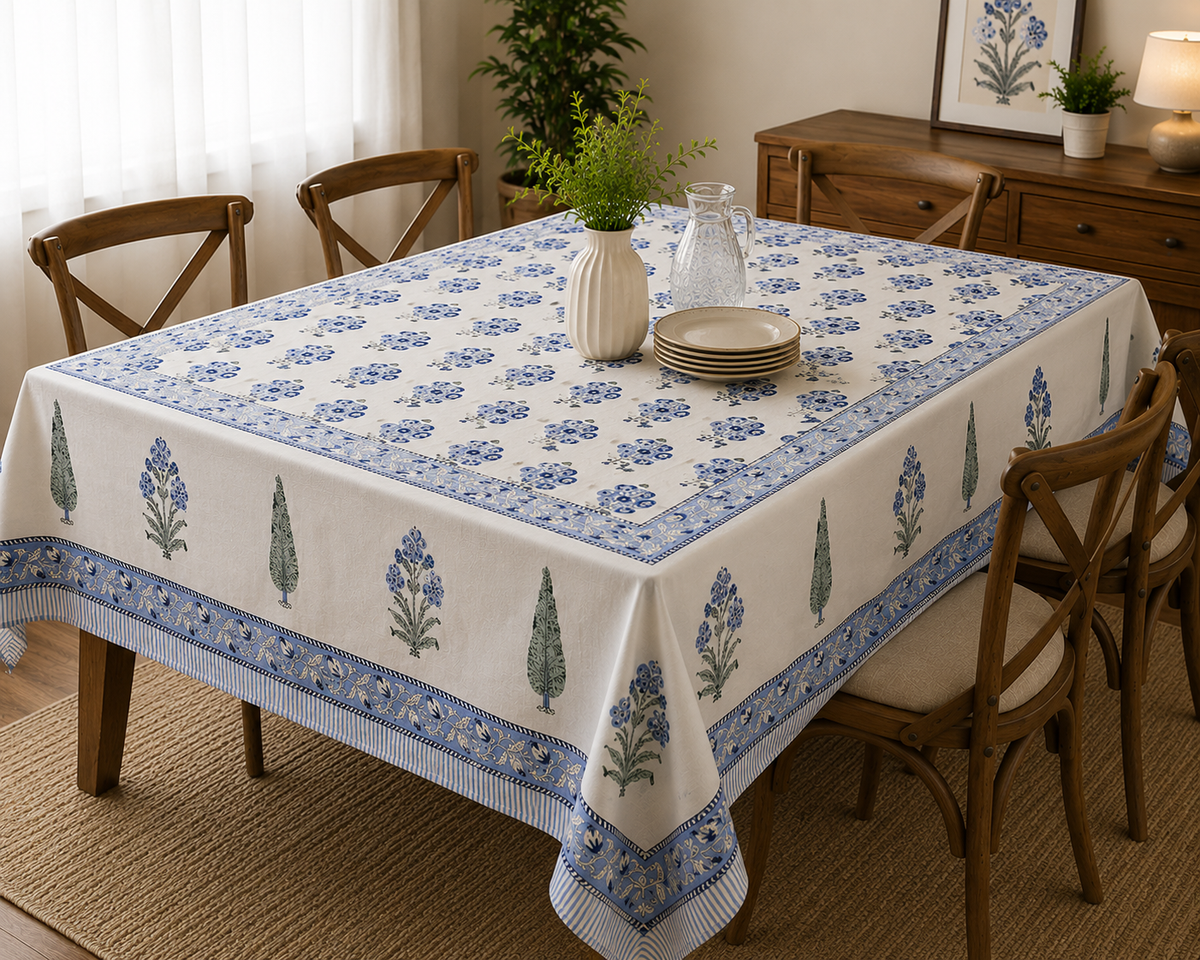 Neelkamal Block Printed Rectangle Table Cloth – 6 Seater