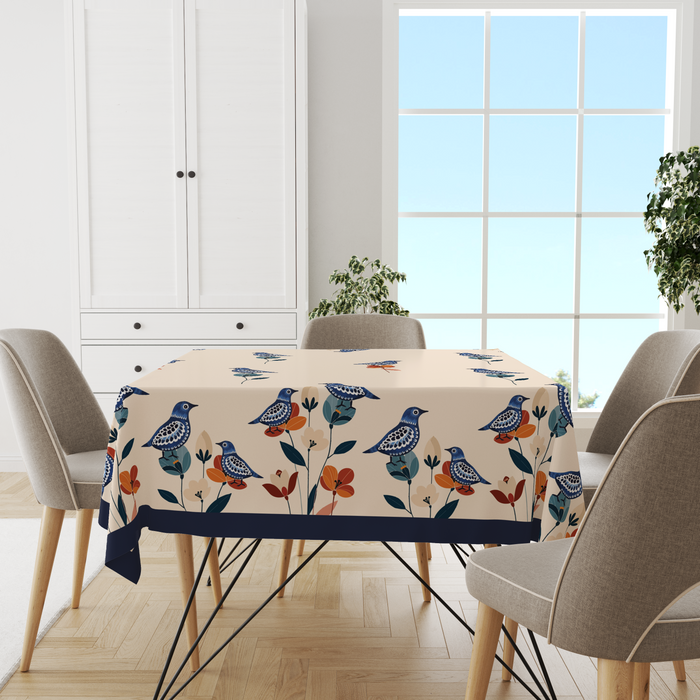 Floral Birdy | Premium Quality | Table Cloth | 6 Seater Dining Table Cloth