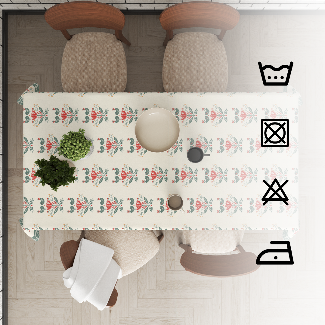 Birds Minimal table Cloth for 6 Seater Dining Table