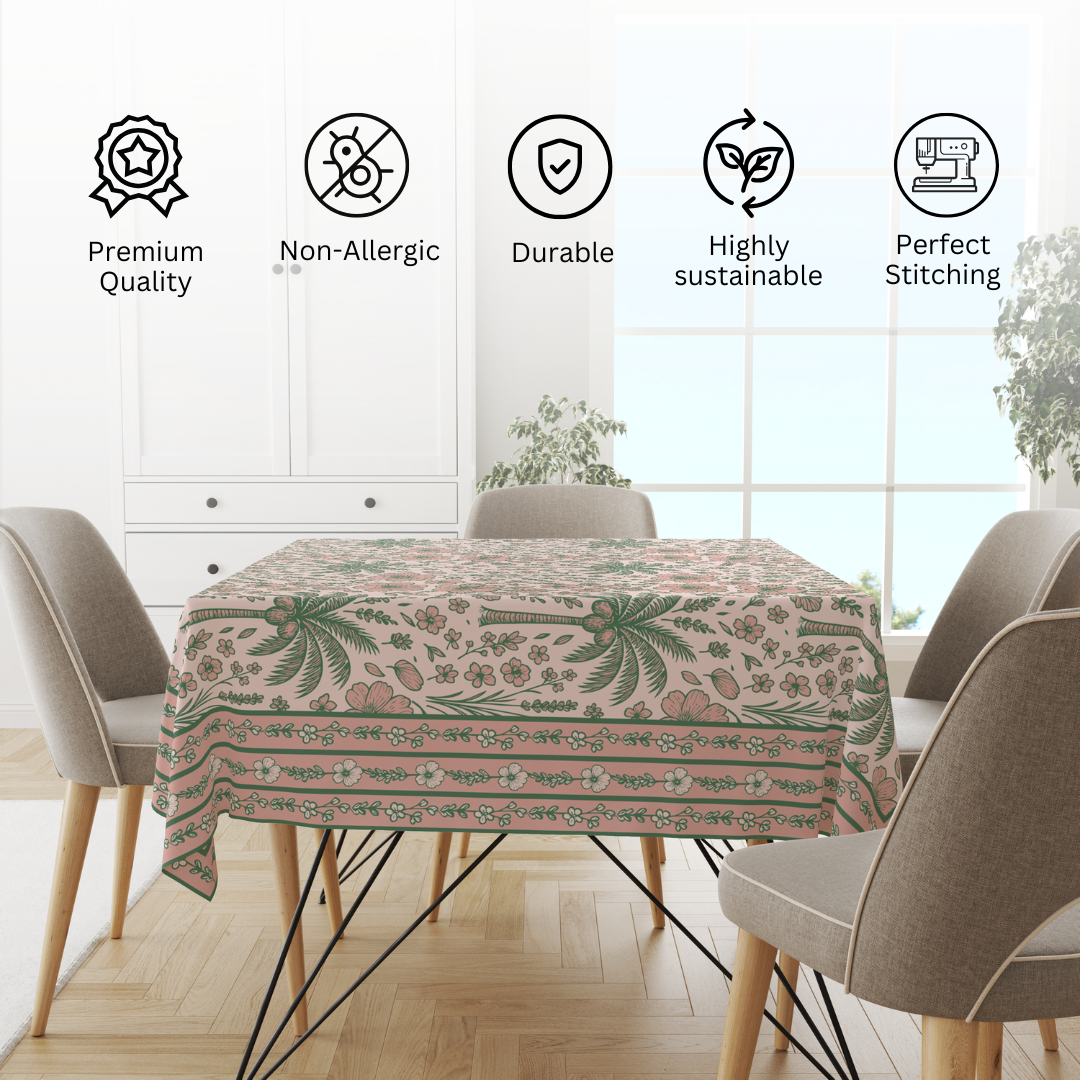 Sea Vacay Table Cloth for 8 Seater Dining Table | Digital Print