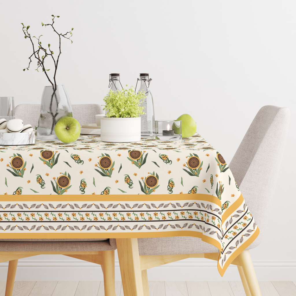 Sunflower Table Cloth for 6 Seater Dining Table