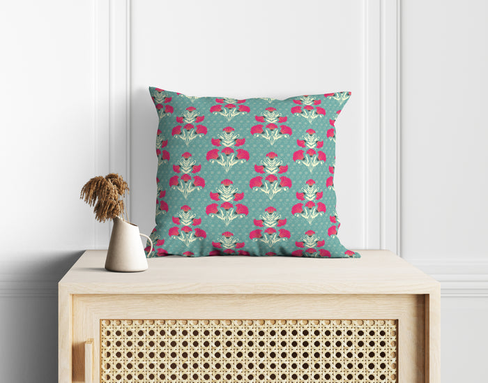 Astitva Heritage Bloom Cushion Cover Set of 5 – 18x18 Inch (Silk Poly Mix)