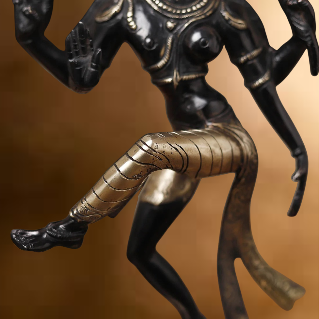 Brass Natraj Statue, Embrace the Rhythm of the Universe, Black Patina Finish 12.5"