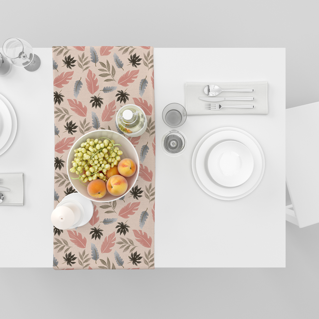 Tropical Leaves(Pink)| Table Runner/ Table Linen| Premium Quality| Kitchen Linen image 4
