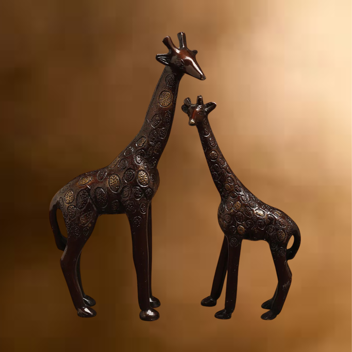 Brass Giraffe, Copper Color with Golden Finish, 9"