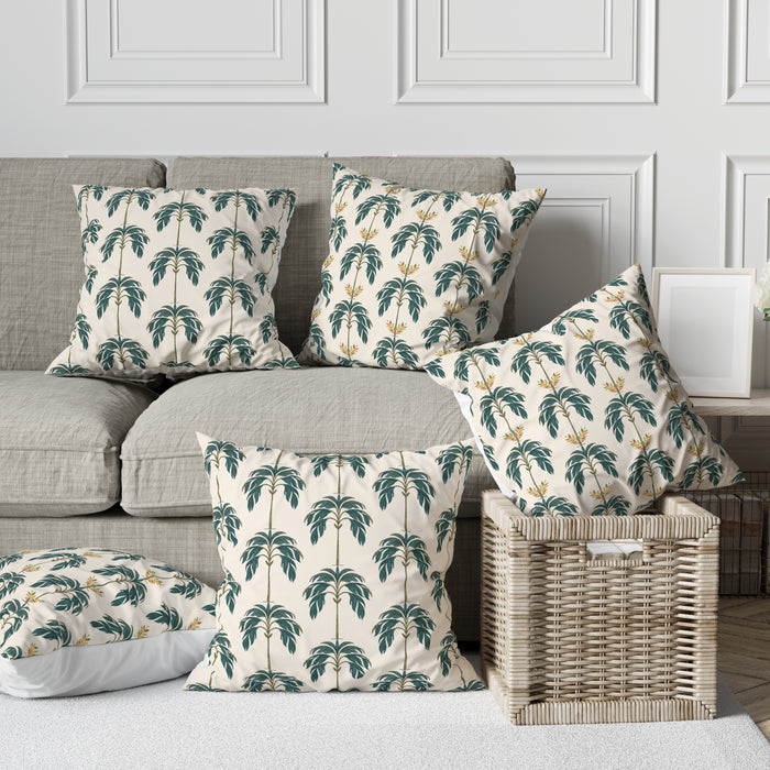 Palm Grove Cushion Cover Set of 5– 16x16 Inch (Silk Poly Mix)