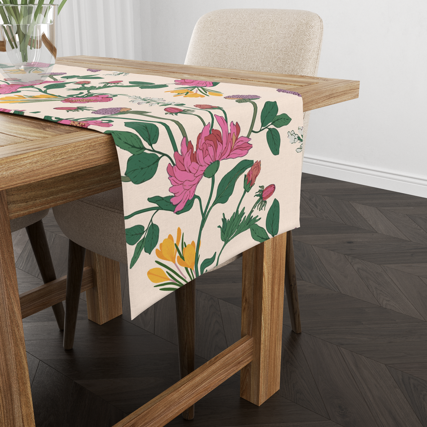 Pink Floral | Table Runner | Table Linen | Kitchen And Table Linen