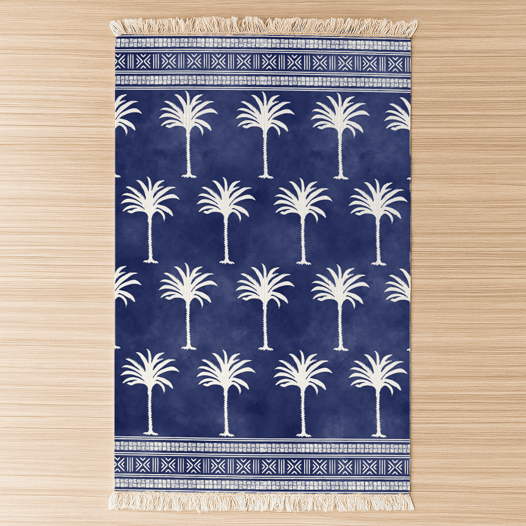 Tropical Tree Dhurrie Carpet Rugs Floor Mat for Living Area and Bedroom 2x3 Feet - Small
