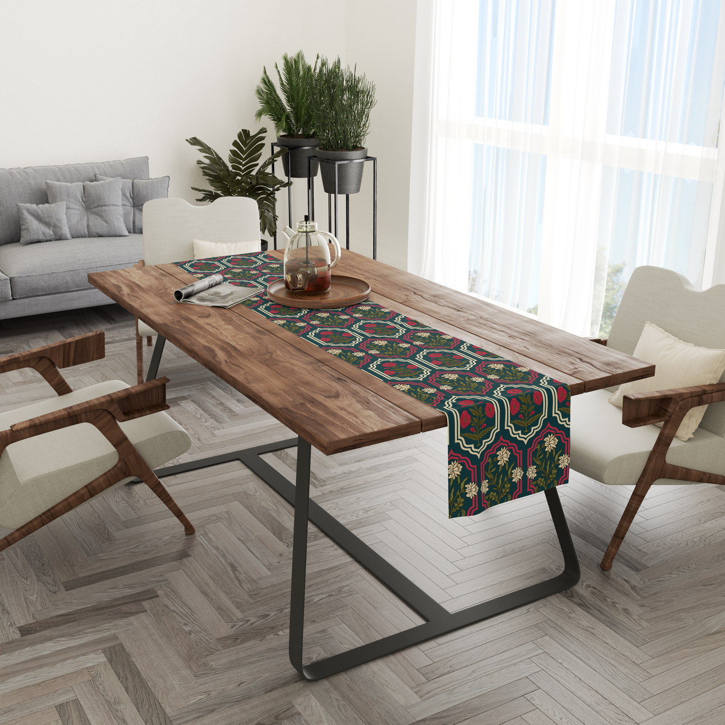 Rajputana Wallflower | Table Linen/ Kitchen Linen| Table Runner| Premium Quality