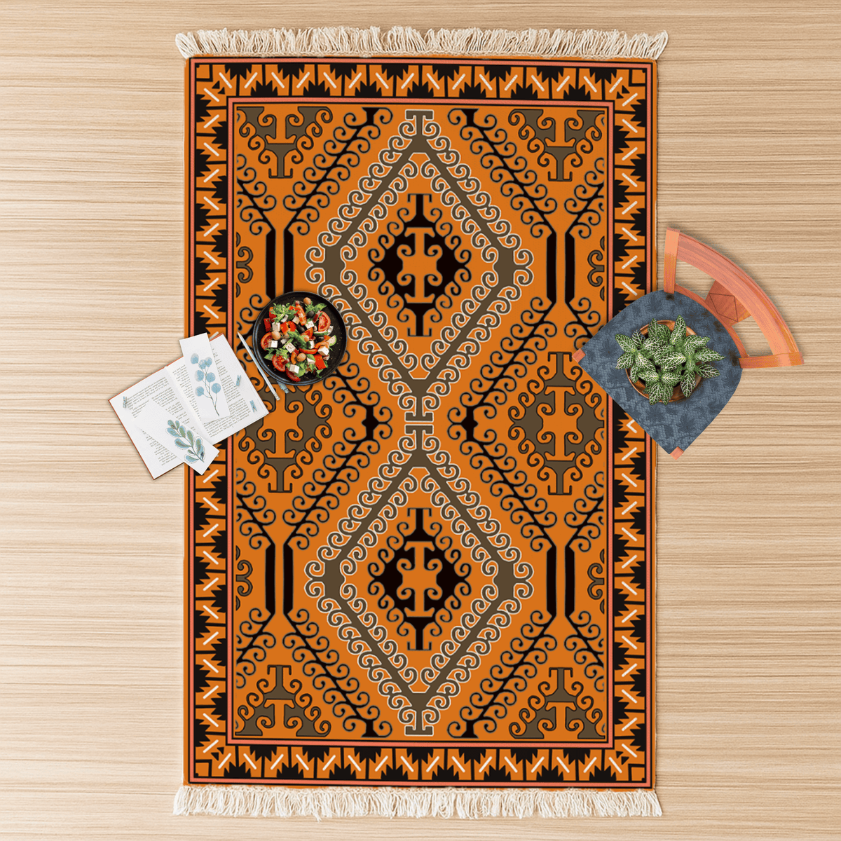 Vintage Dhurrie Carpet Rugs Floor Mat for Living Area and Bedroom 2x3 Feet - Small