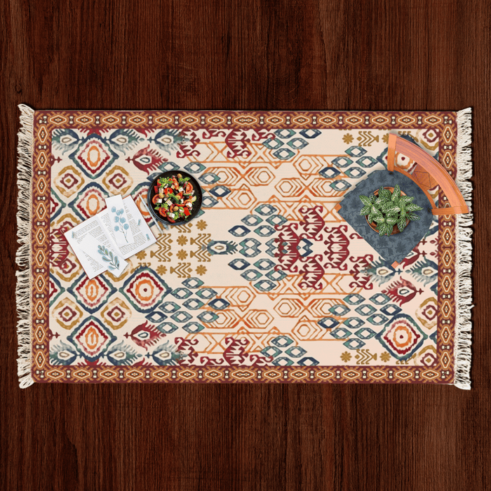 IKKAT Dhurrie Carpet Rugs Floor Mat for Living Area and Bedroom 2x3 Feet - Small