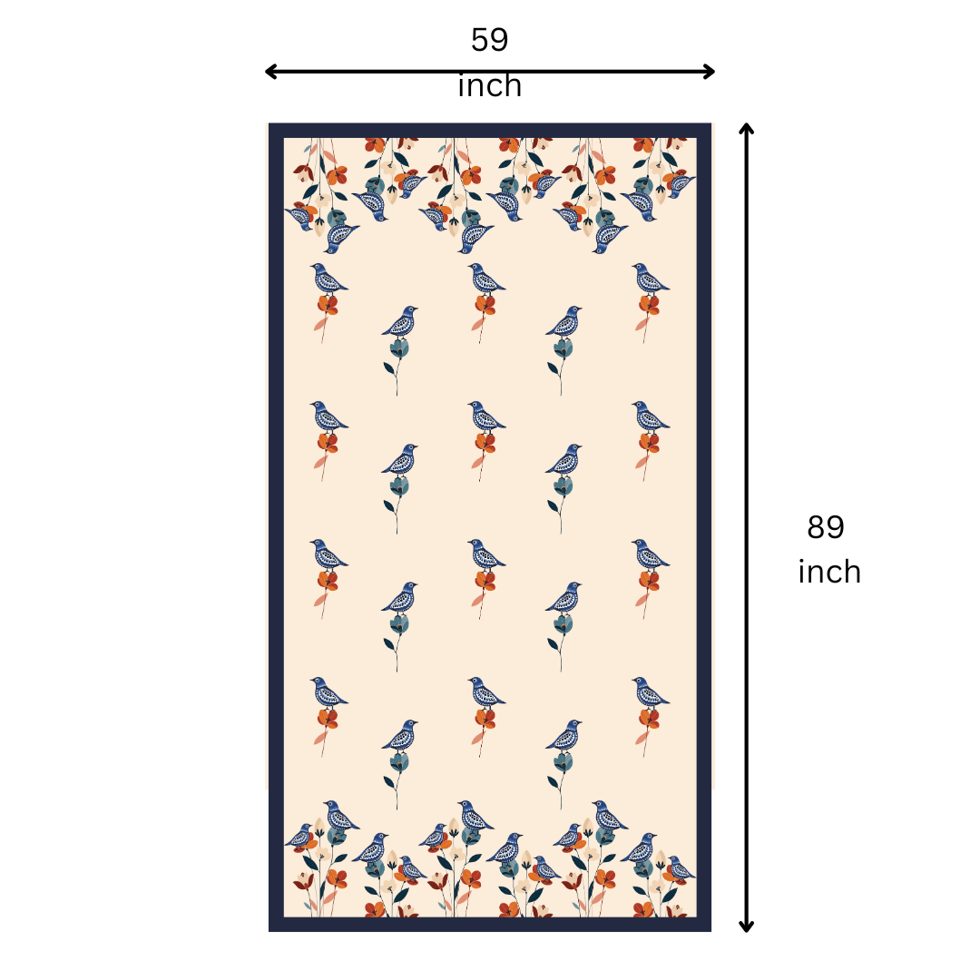 Floral Birdy Table Cloth for 6 Seater Dining Table