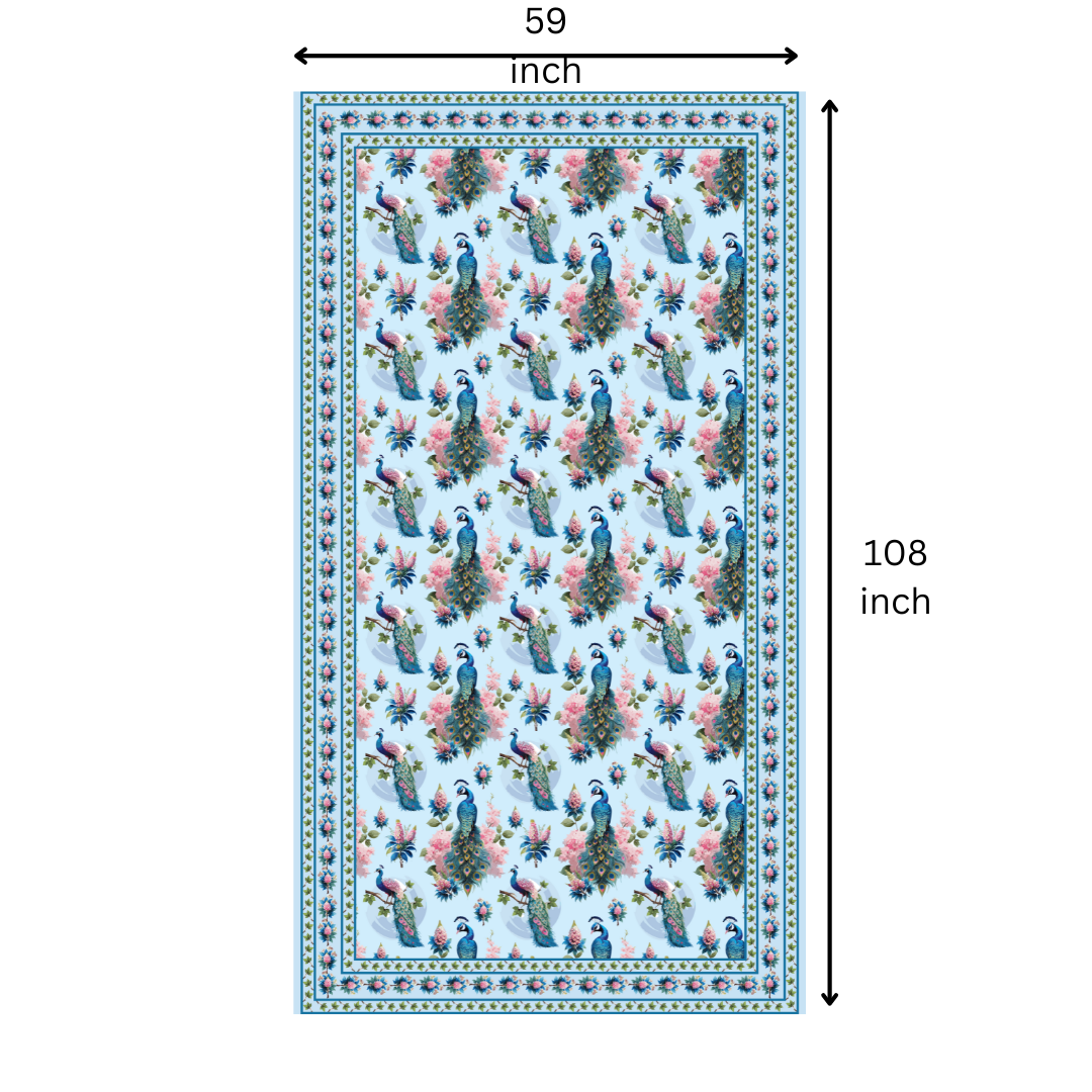 Peacock | Premium Quality | Table Cloth | 6 seater Dining Table Cloth