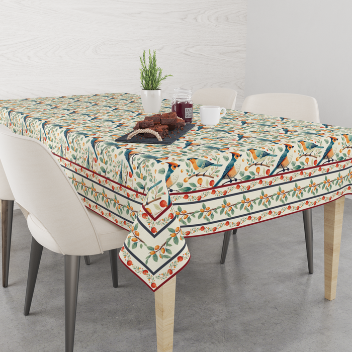 Bird in Nest | Premium Quality | Table Cloth | 6 Seater Dining Table Cloth
