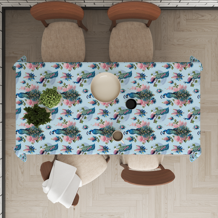 Peacock Table Cloth for 6 Seater Dining Table