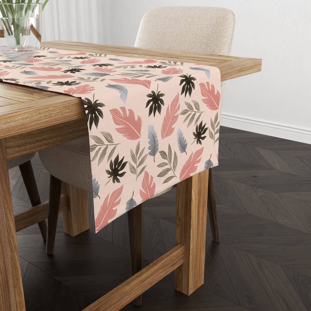 Tropical Leaves(Pink)| Table Runner/ Table Linen| Premium Quality| Kitchen Linen image 2