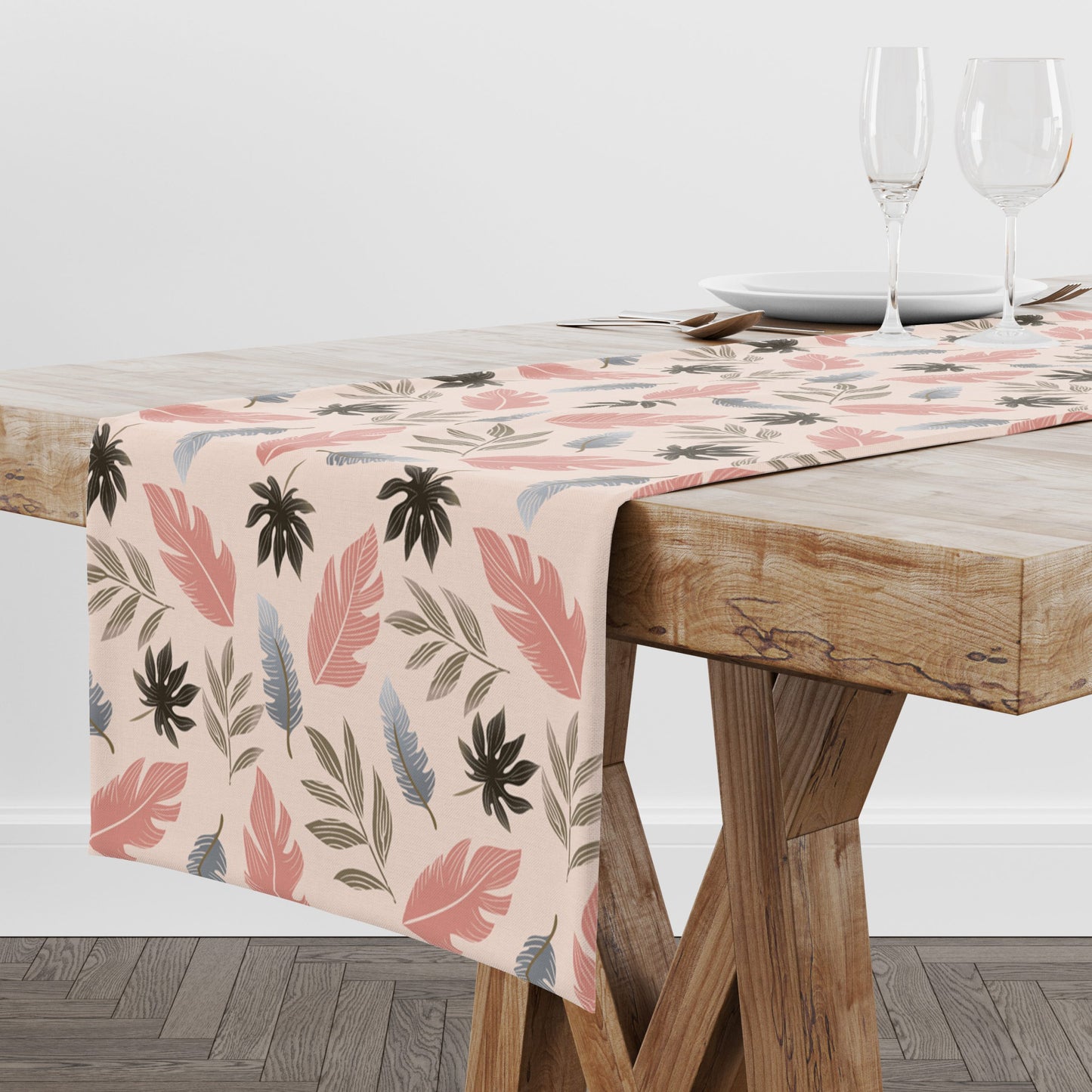 Tropical Leaves(Pink)| Table Runner/ Table Linen| Premium Quality| Kitchen Linen image 3