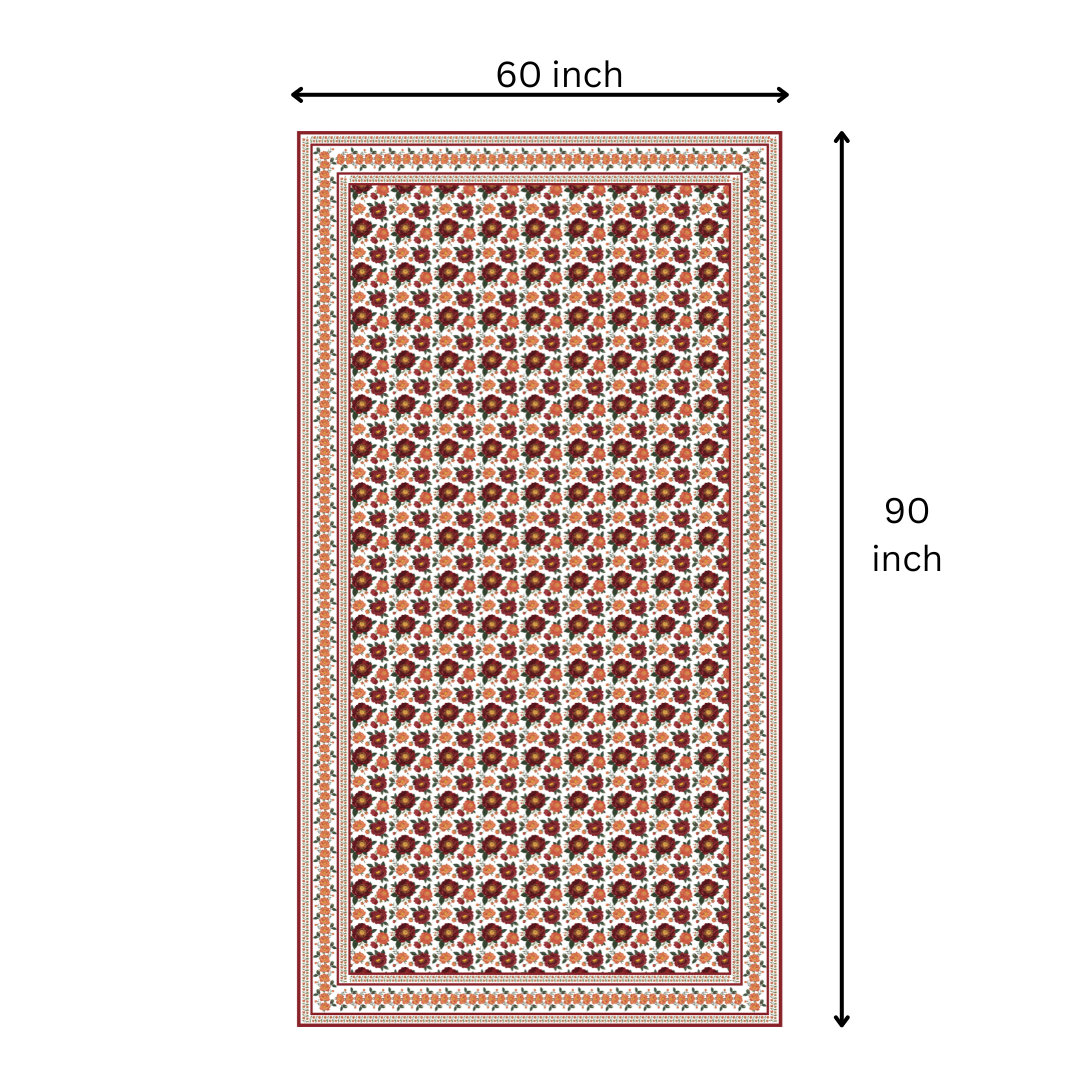 Red Bunch Table Cloth for 6 Seater Dining Table