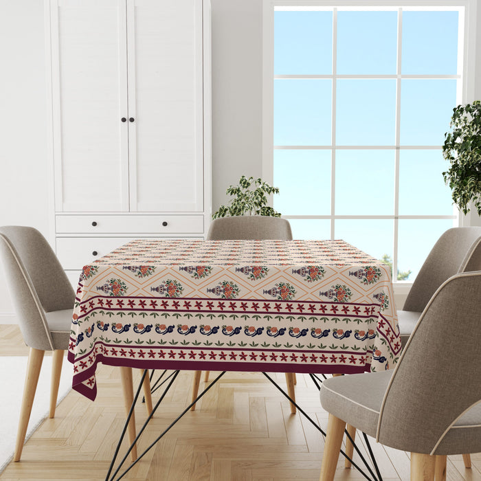 Maroon Block | Premium Quality | Table Cloth | Dining Table Cloth image 1