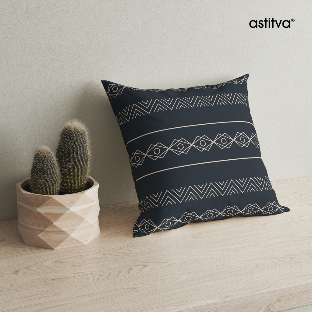 Tribal Borders Grey Cushion Cover Set of 2