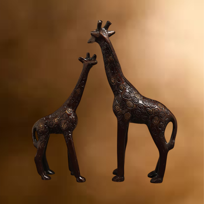 Brass Giraffe, Copper Color with Golden Finish, 9"
