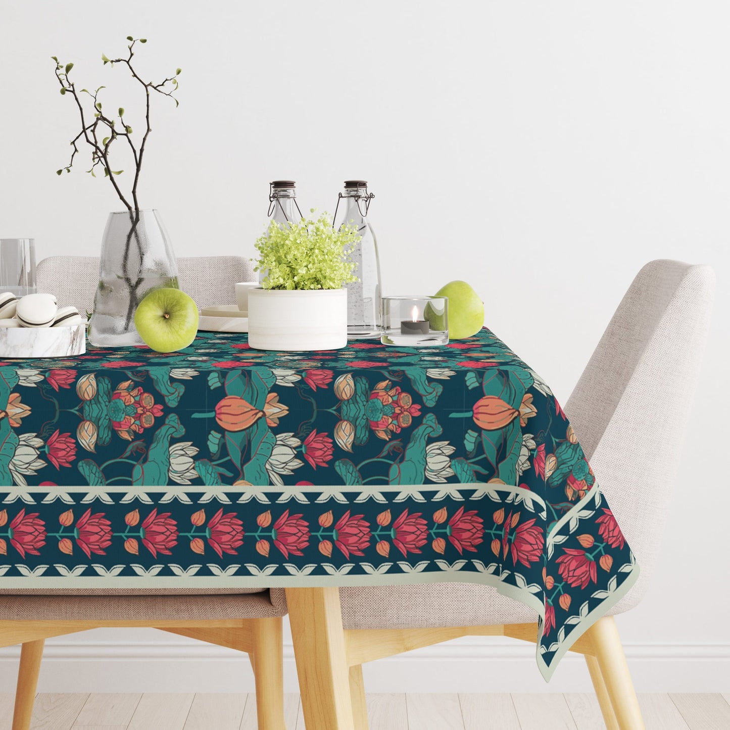 Pichwai Lotus | Premium Quality | Table Cloth | Dining Table Cloth image 2
