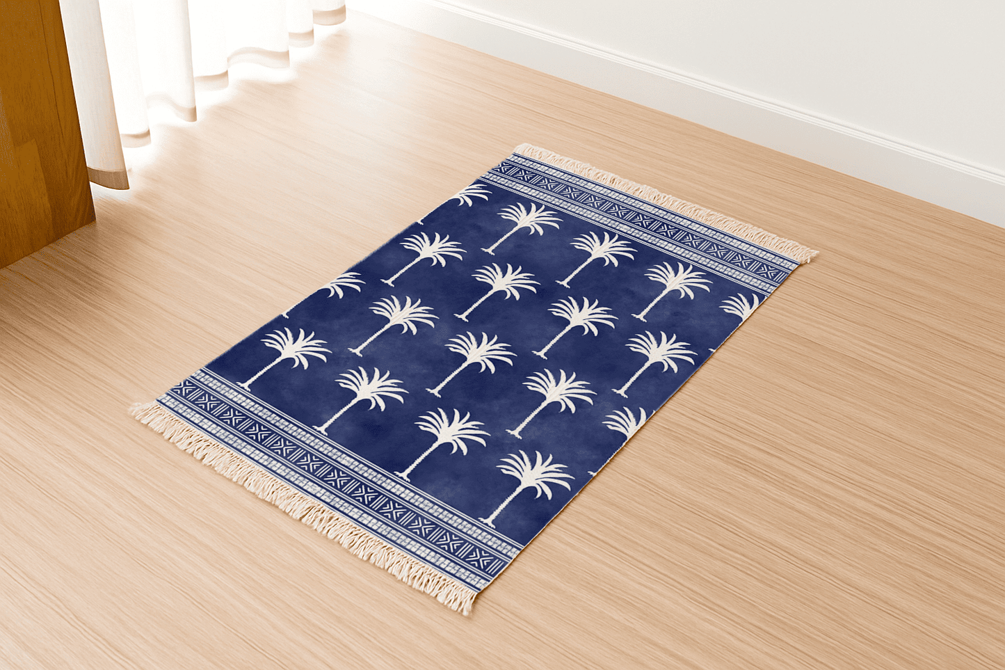 Tropical Tree Dhurrie Carpet Rugs Floor Mat for Living Area and Bedroom 2x3 Feet - Small