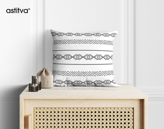 Tribal Borders White Cushion Cover Set of 2