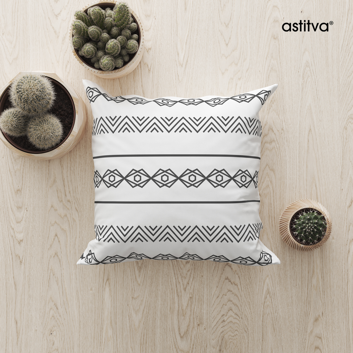Tribal Borders White Cushion Cover Set of 2