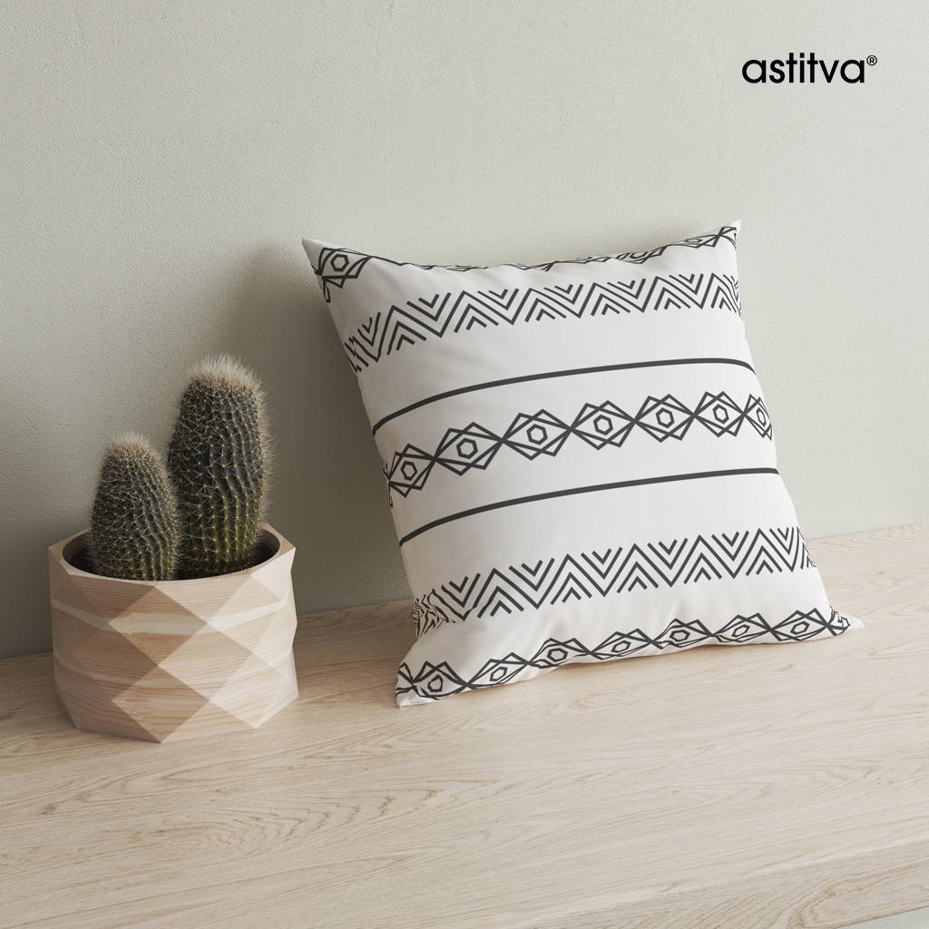 Tribal Borders White Cushion Cover Set of 2