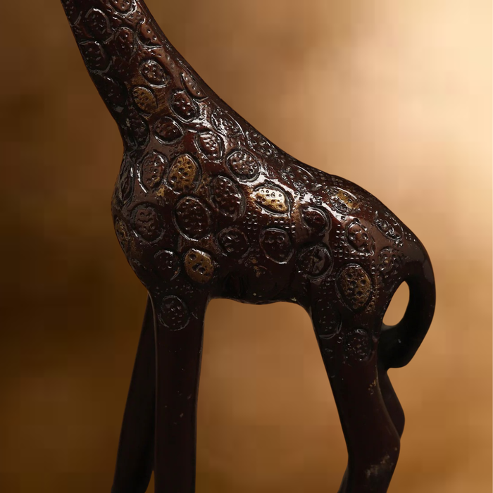 Brass Giraffe, Copper Color with Golden Finish, 9"
