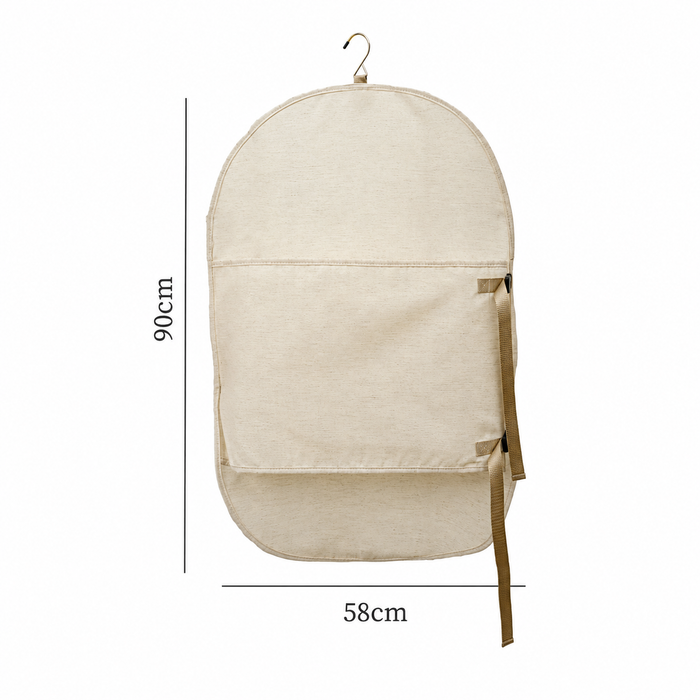 Dustproof Cotton Linen Hanging Wardrobe Compression Organizer – Off-White