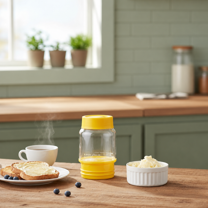 Handheld Butter Maker Bottle with Ramekin, 400 ml – Manual Butter Churn, view 4