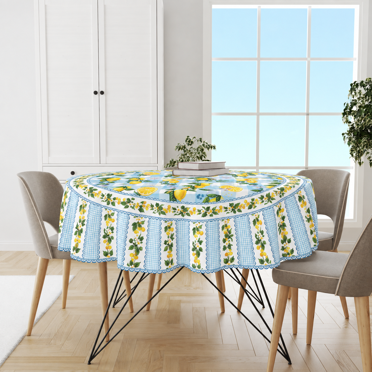 Lemon Blossom Tablecloth for 6 Seater Dining Table | Cotton