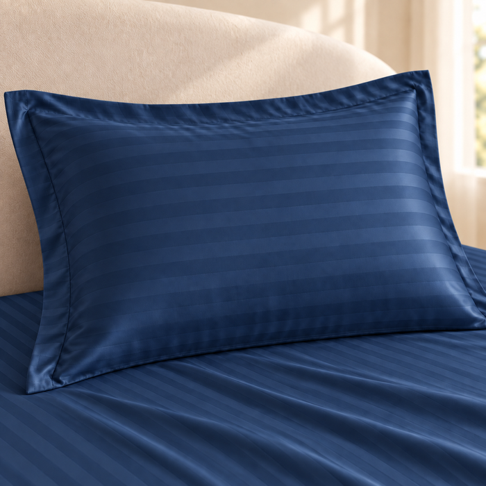 Navy Blue Satin Bedsheet with 2 Pillow Covers – 93 x 108 Inches