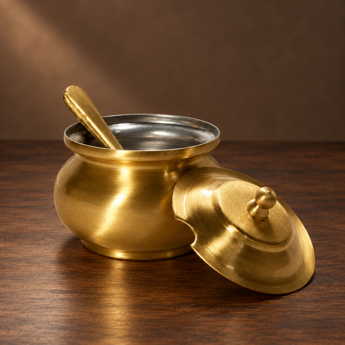 Brass Matki Ghee Pot with Ladle