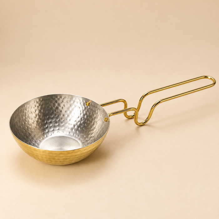 Brass Hammered Tadka Pan with Wire Handle