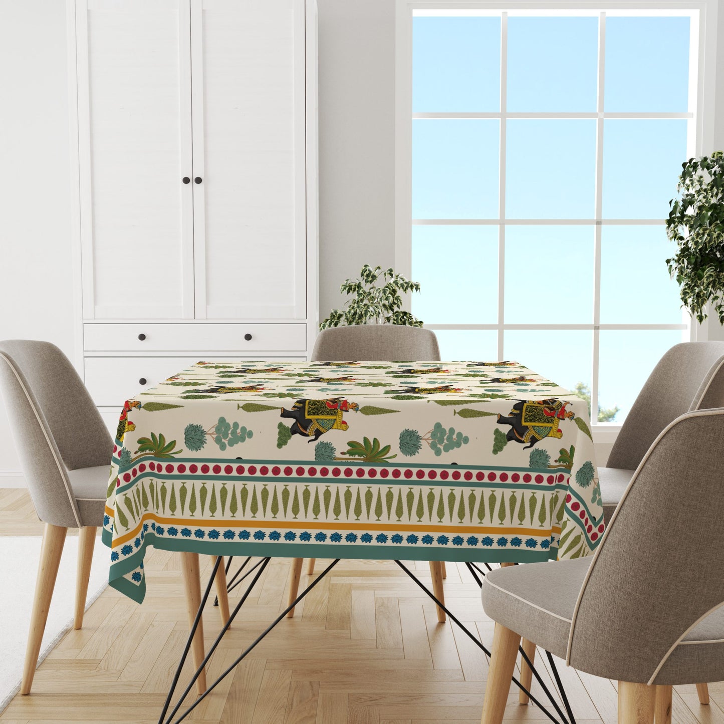 Royal Elephant | Premium Quality | Table Cloth | Dining Table Cloth image 2