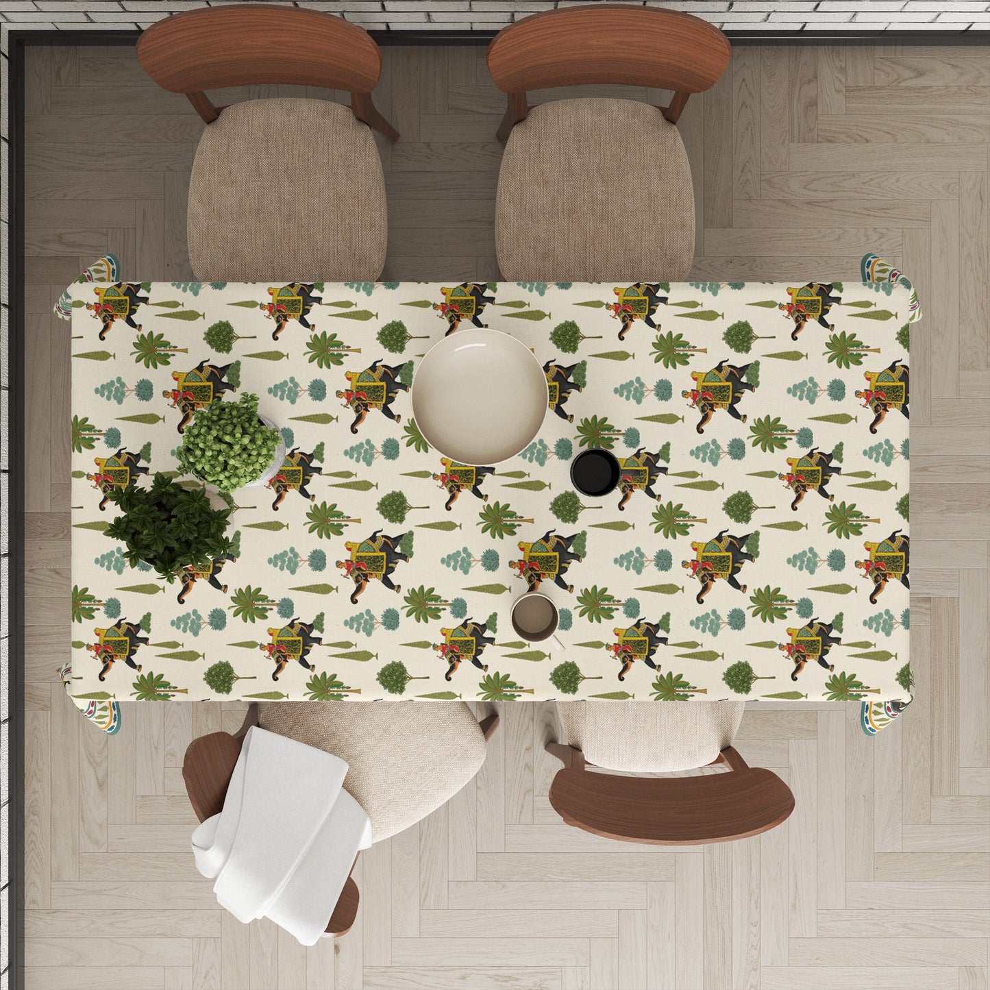 Royal Elephant | Premium Quality | Table Cloth | Dining Table Cloth image 3