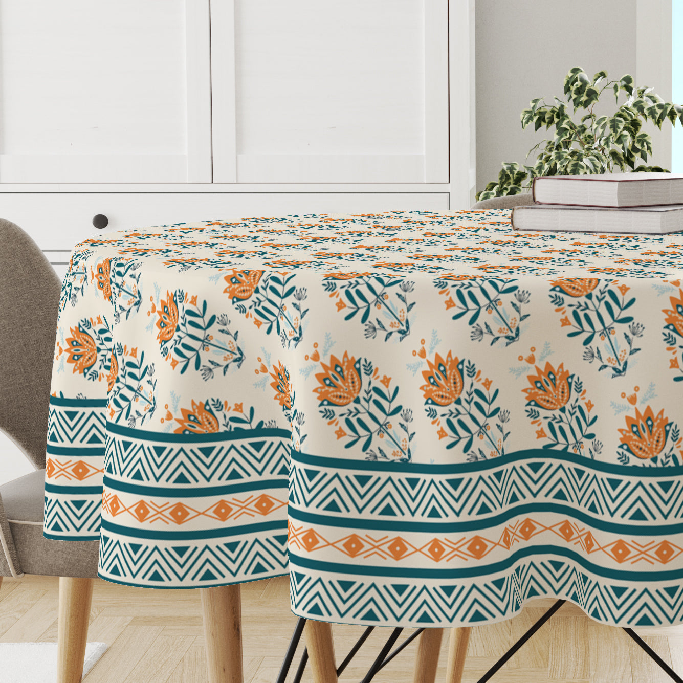 Blue Block| Premium Quality | Table Cloth/ Table Linen | Kitchen Linen image 0