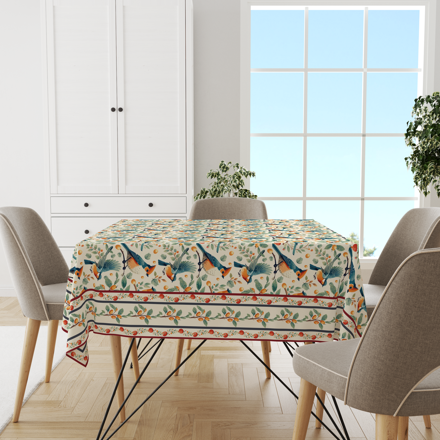 Bird in Nest | Premium Quality | Table Cloth | Dining Table Cloth