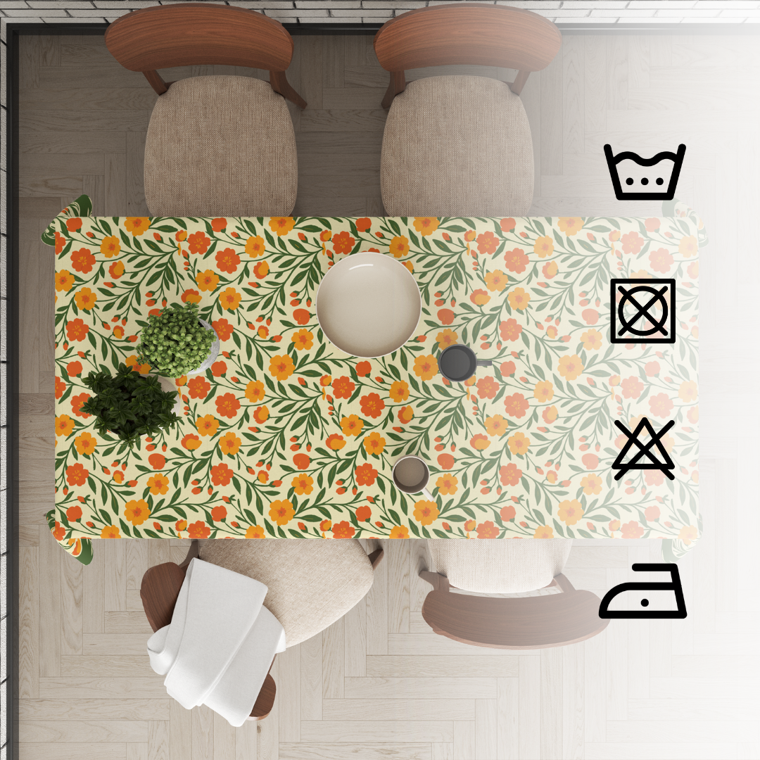 Bright Floral Table Cloth for 6 Seater Dining Table