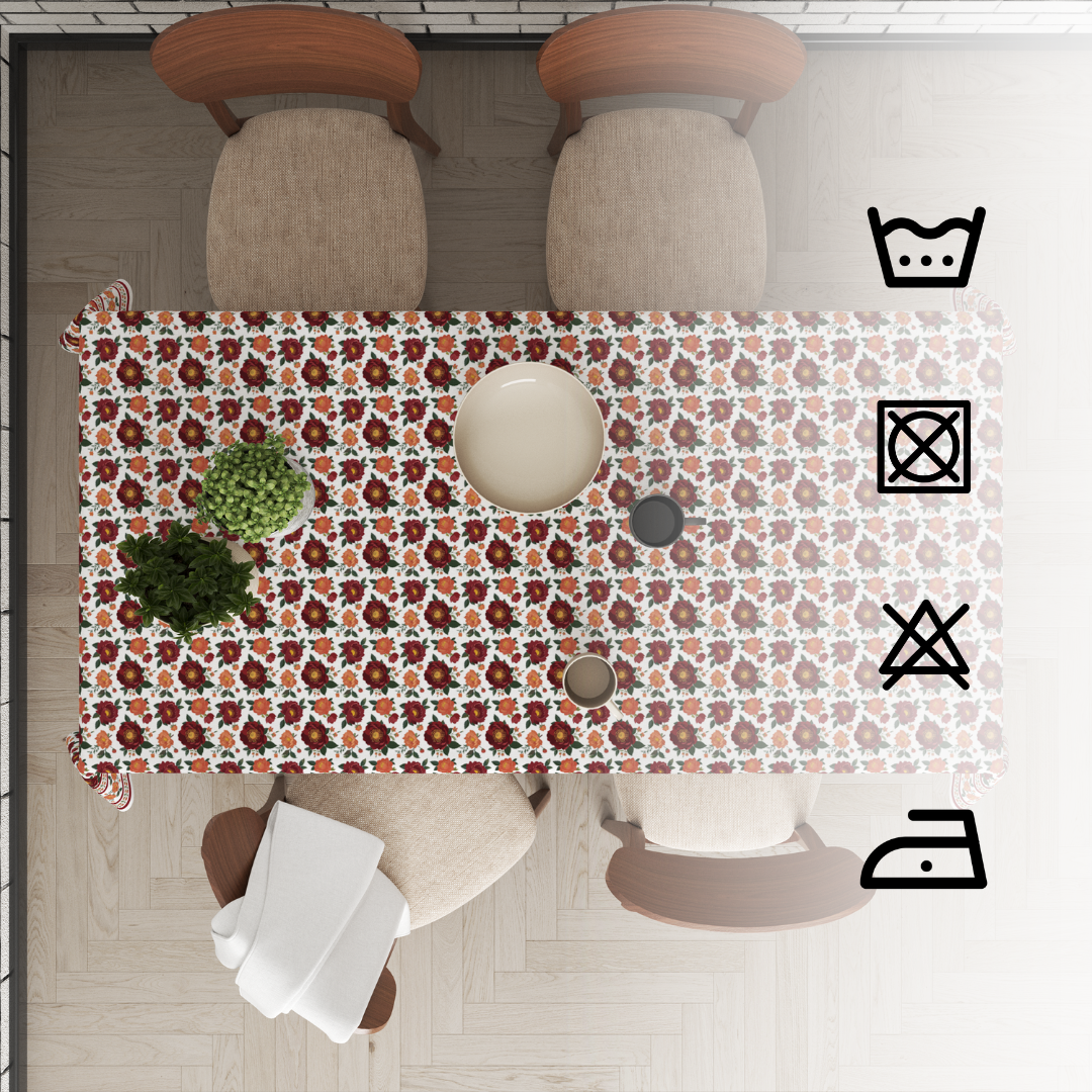 Red Bunch Table Cloth for 6 Seater Dining Table