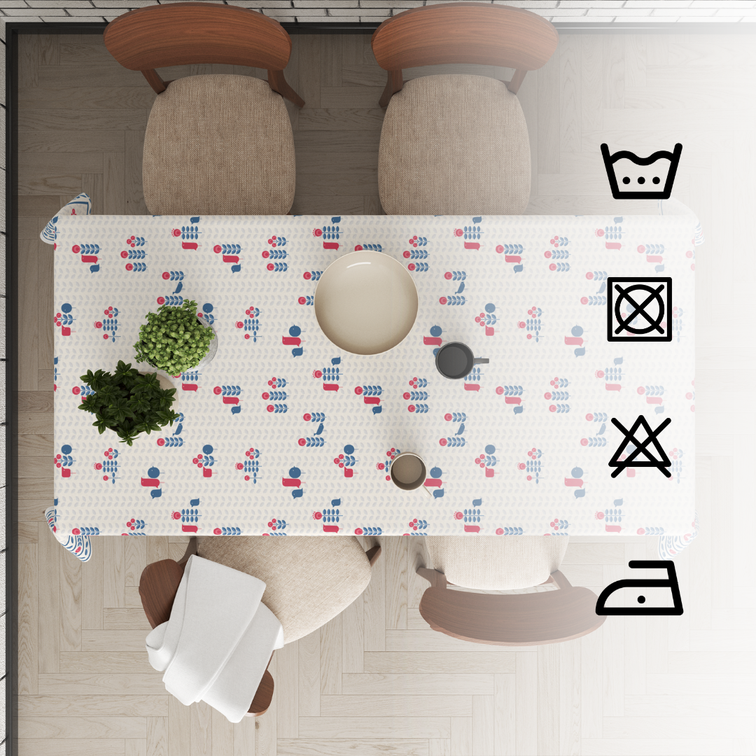 Blue Minimal Table Cloth for 6 Seater Dining Table
