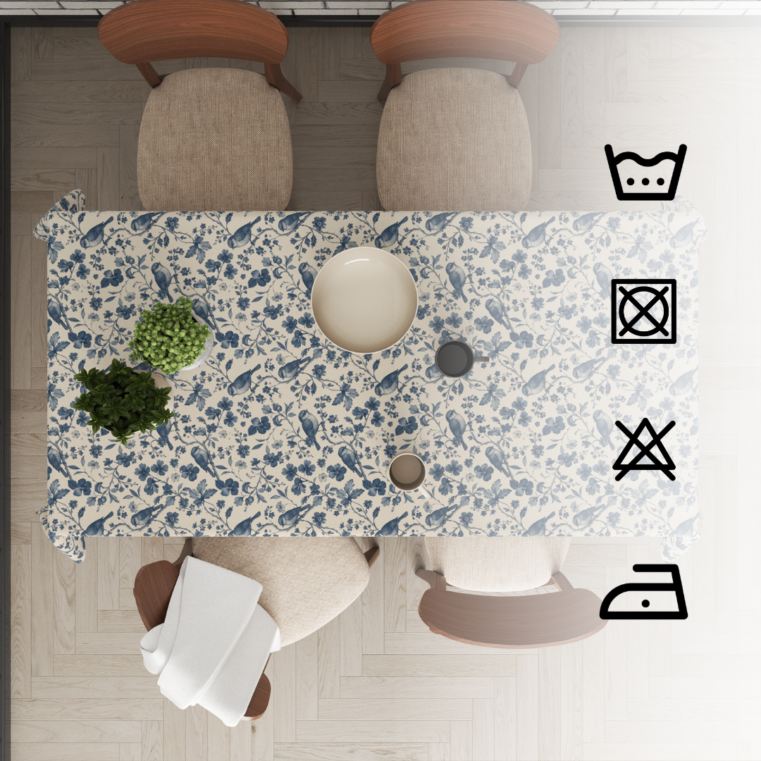Birds Roots Table Cloth for 6 Seater Dining Table