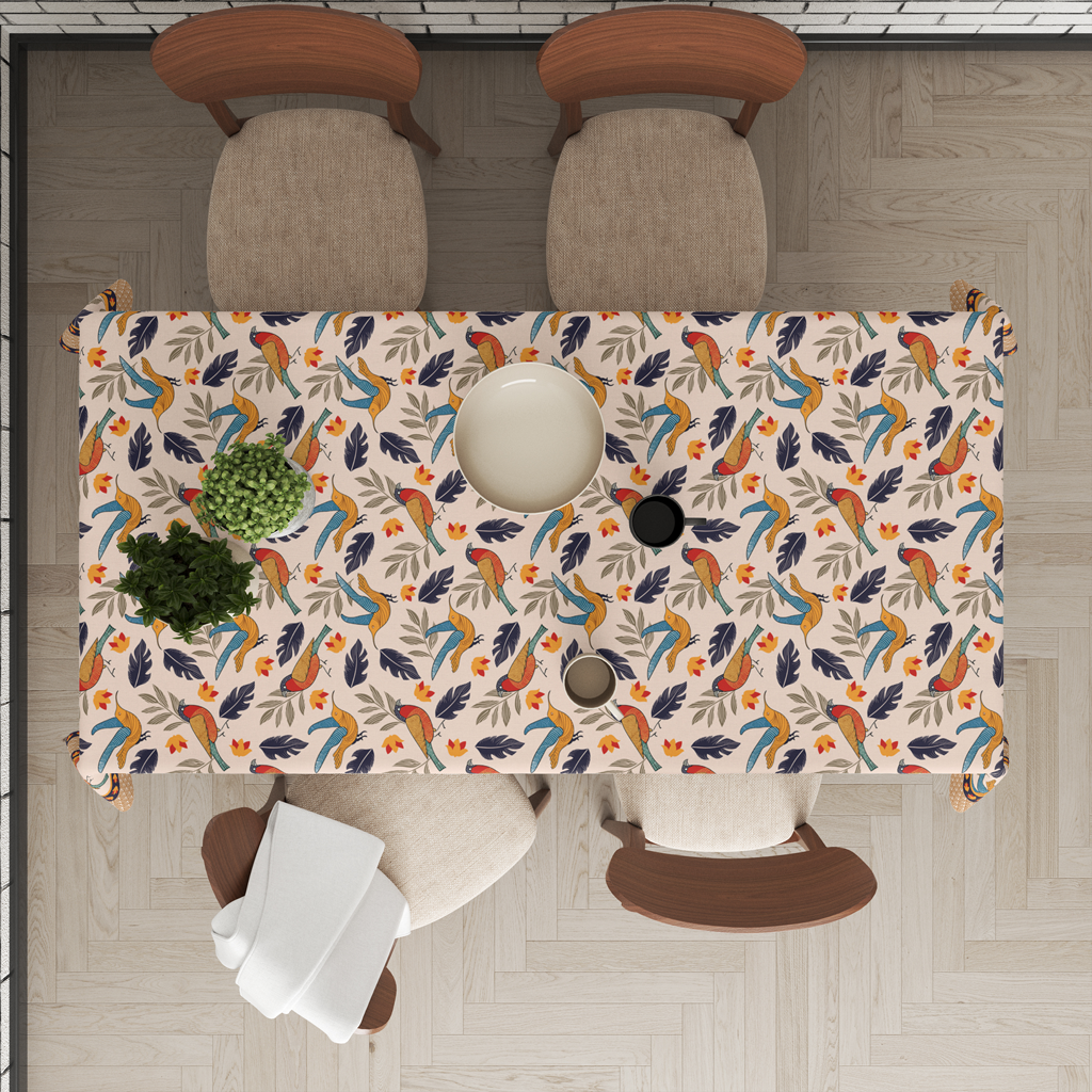 Chirpy Bird | Premium Quality | Table Cloth | Dining Table Cloth image 2