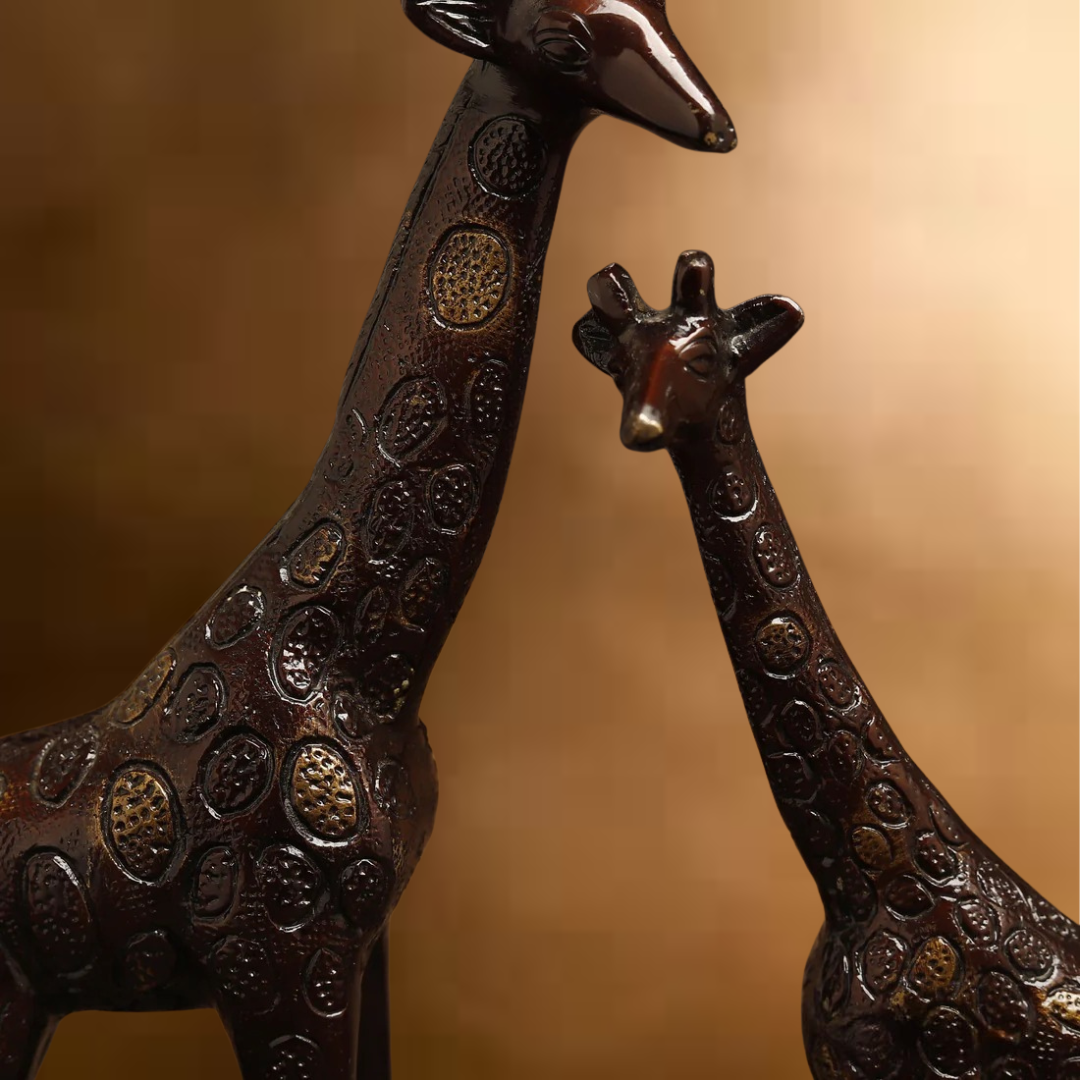 Brass Giraffe, Copper Color with Golden Finish, 9"