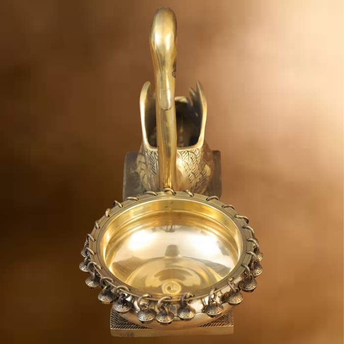 Brass Swan Urli, Golden Finish, 10.5"