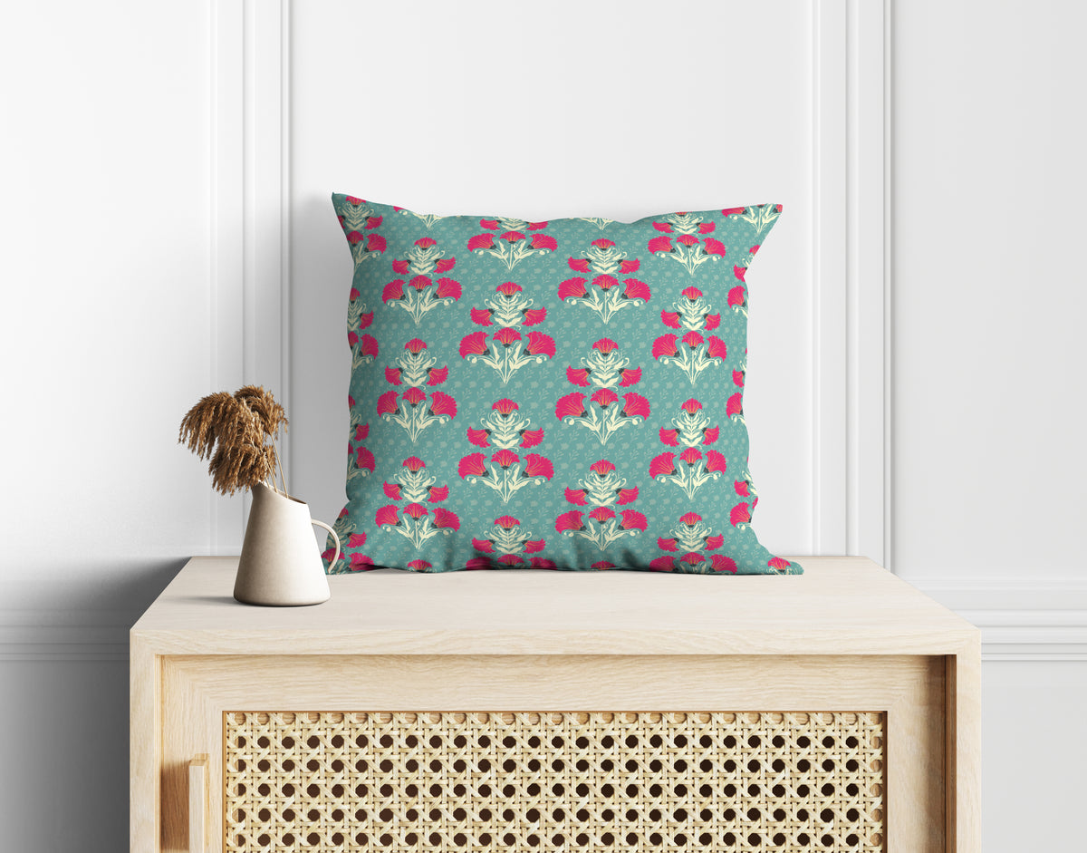Astitva Heritage Bloom Cushion Cover Set of 5 – 18x18 Inch (Silk Poly Mix)