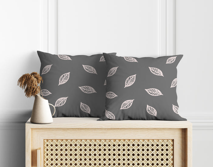 Shaded Leaves Grey Cushion Cover Set of 2